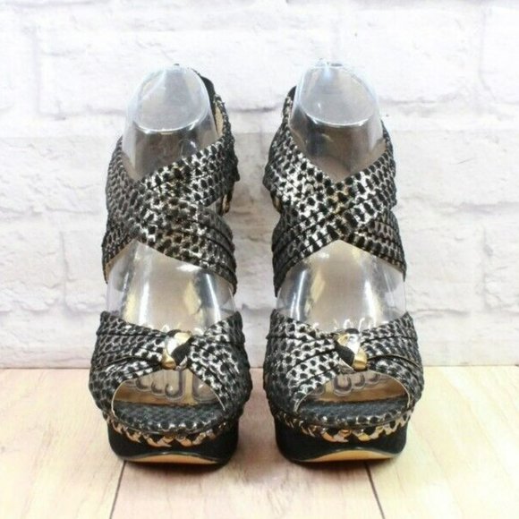 Poetic License Force Of Nature Black Leather High Heel Sandals Size 10 M - Picture 5 of 10